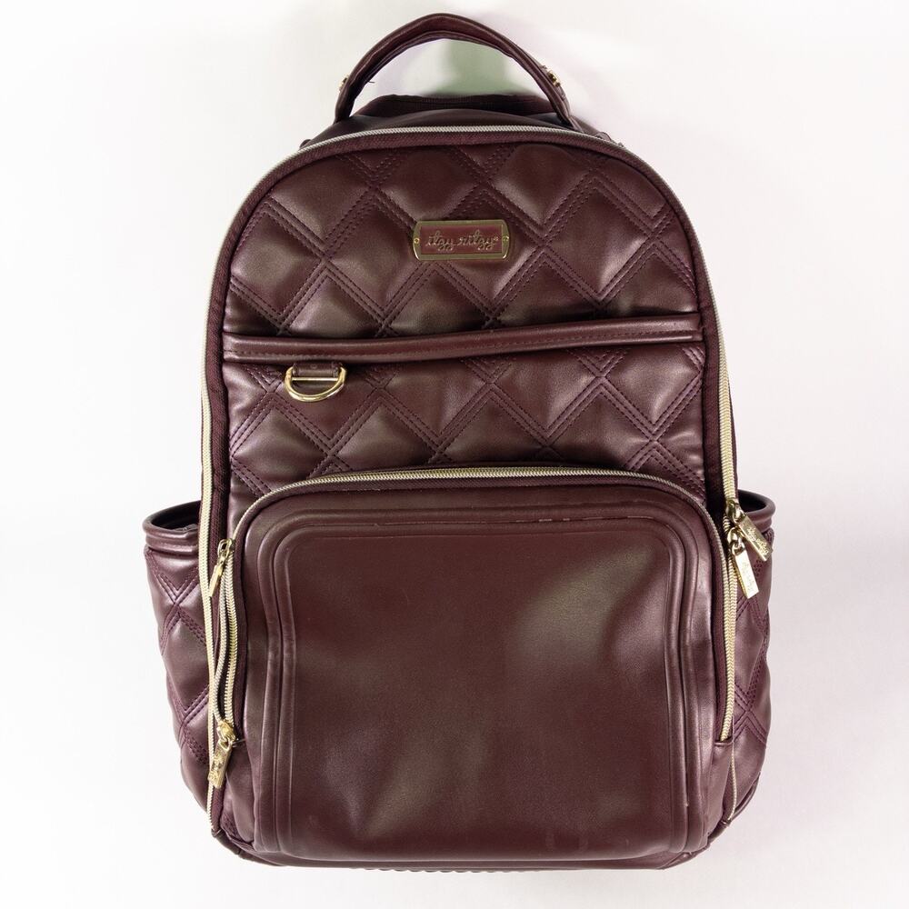 Itzy Ritzy Mircale Boss Plus Burgundy Faux Leather Diaper Backpack Butterfly